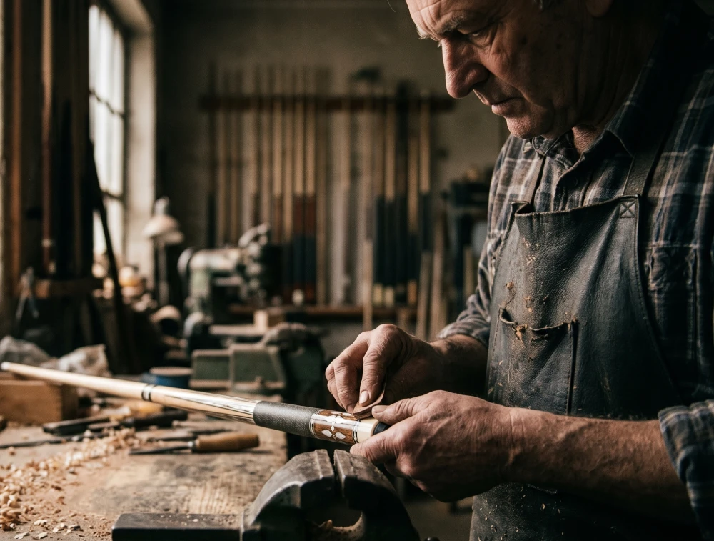 Man working in dark workshop